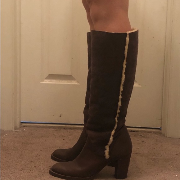 MICHAEL KORS SUEDE LEATHER SHEARLING BOOTS - Picture 2 of 6